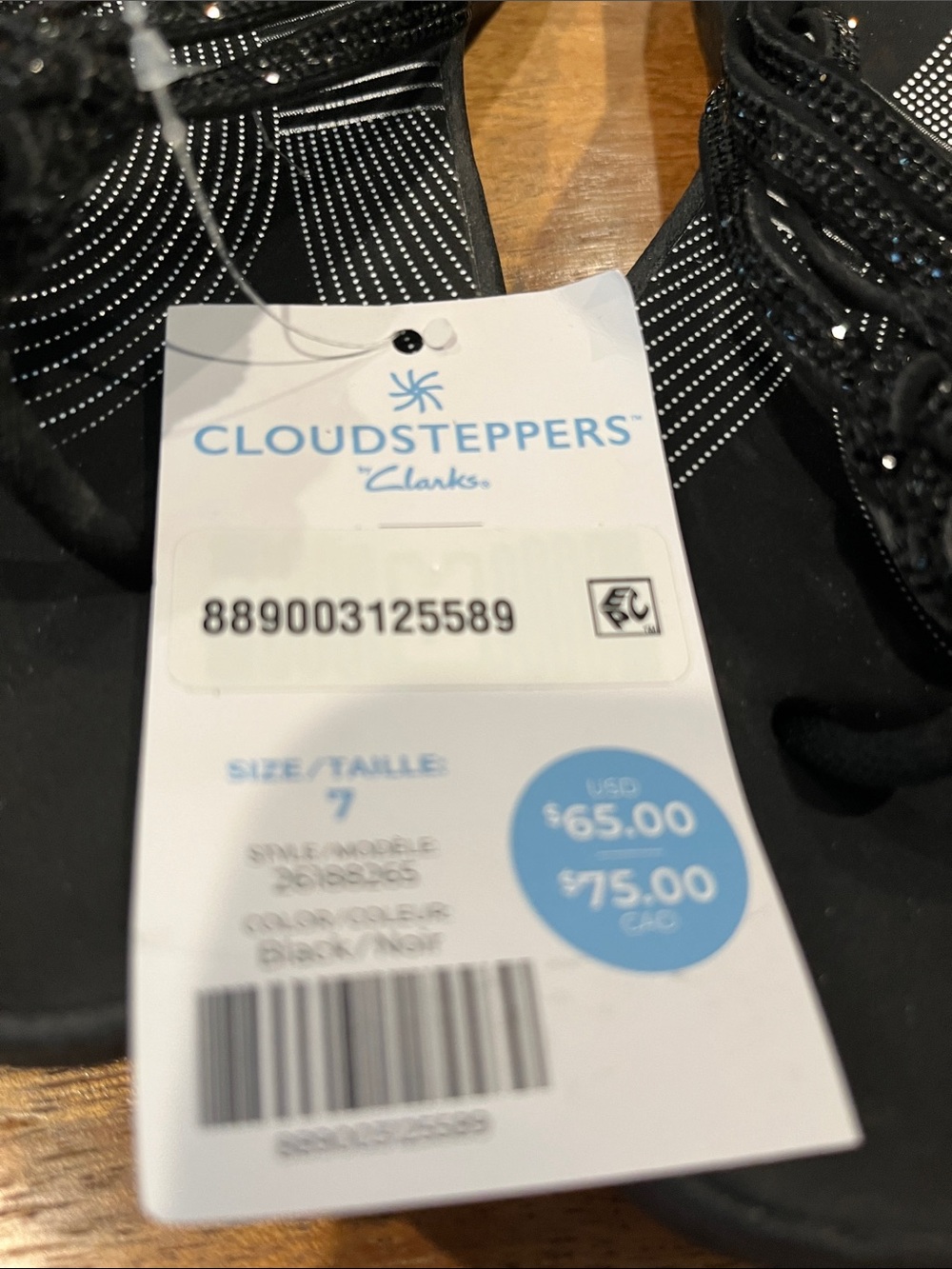 Clarks Black Beaded Flip Flop Cloudsteppers Slide Sandals size 7 New! - Picture 2 of 5